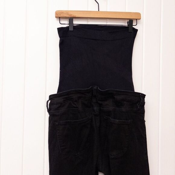 Blanqi Maternity Denim Jeans Black Skinny Over-Belly Panel Distressed Size 14 - Picture 6 of 9